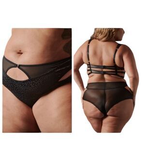 NWT Thistle and Spire Prowess brief panties leopard print black Satin size 3X